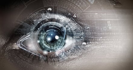 Close-up of a digital eye scan concept